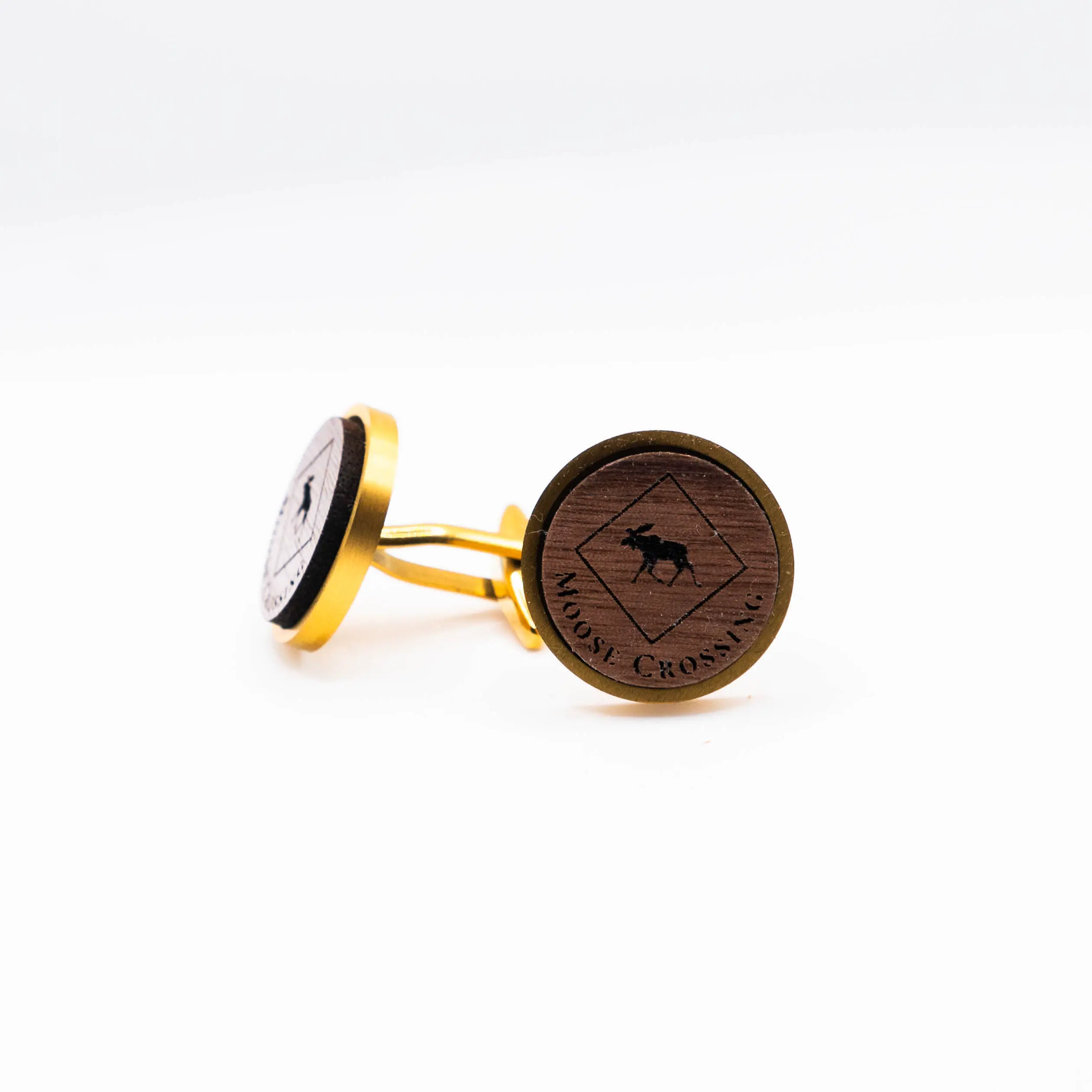 Moose Crossing Wooden Cufflinks