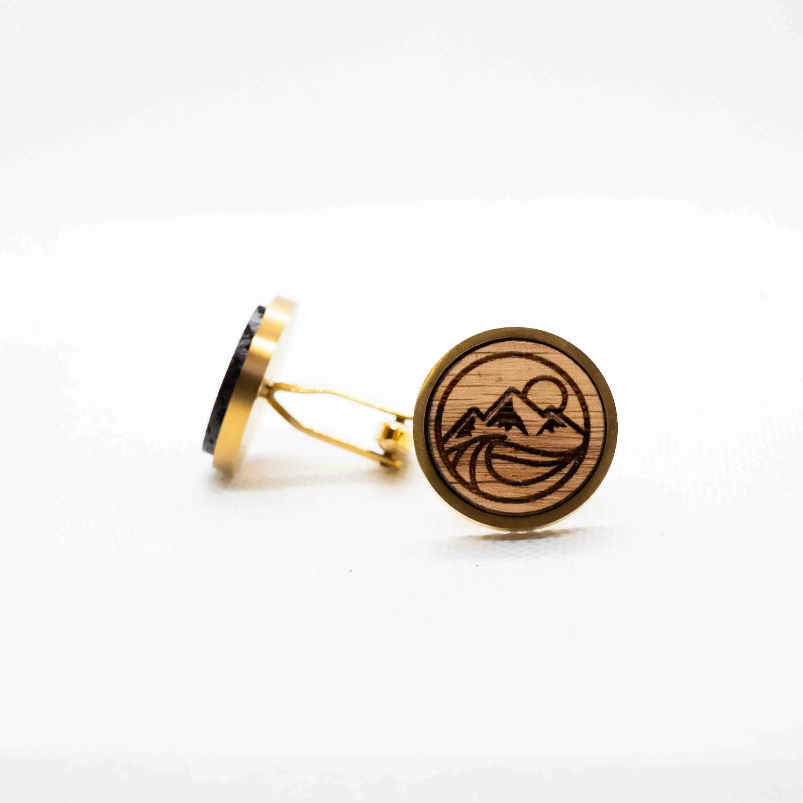 Mountains Path Wooden Cufflinks