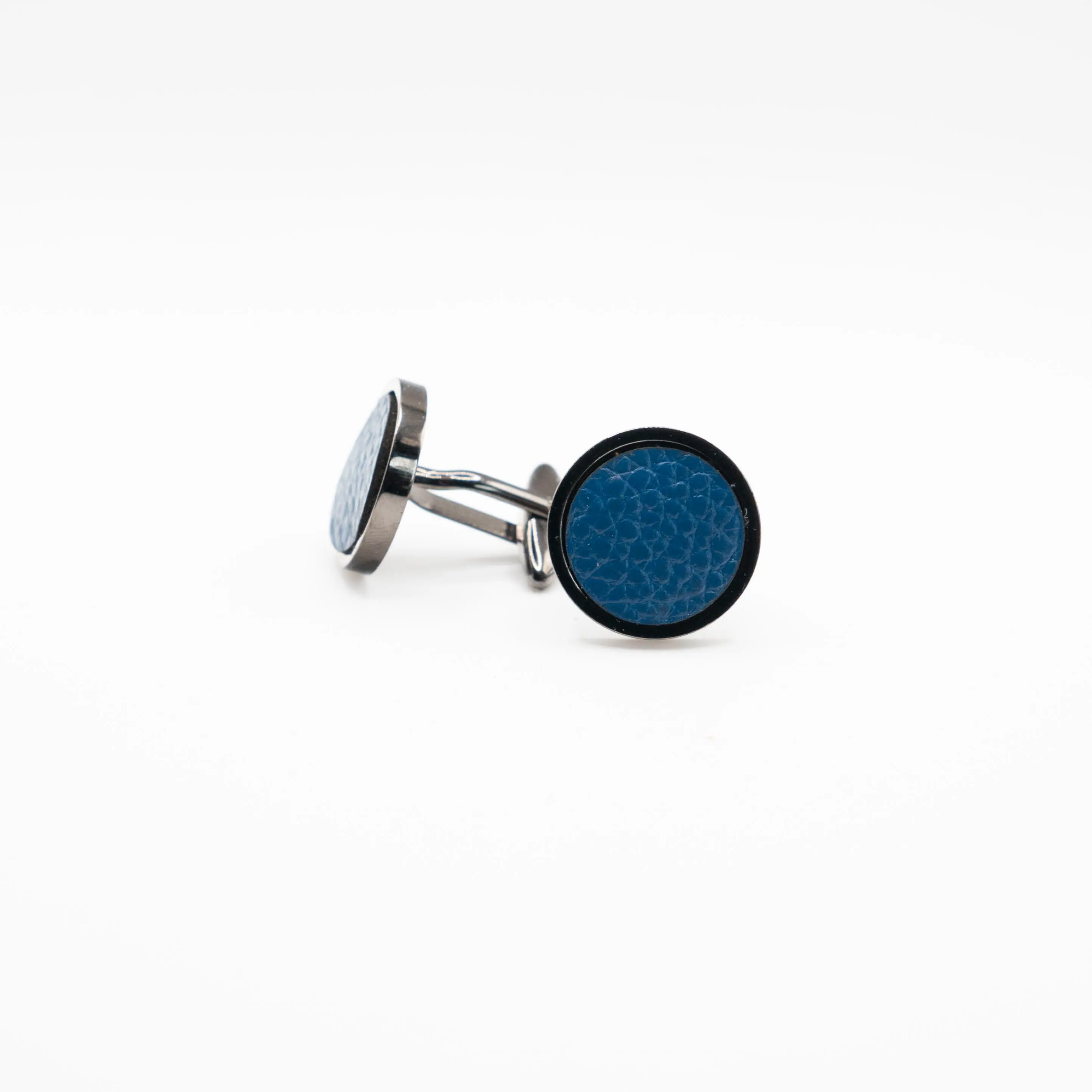 Blue Brown Maroon Leather Cufflinks