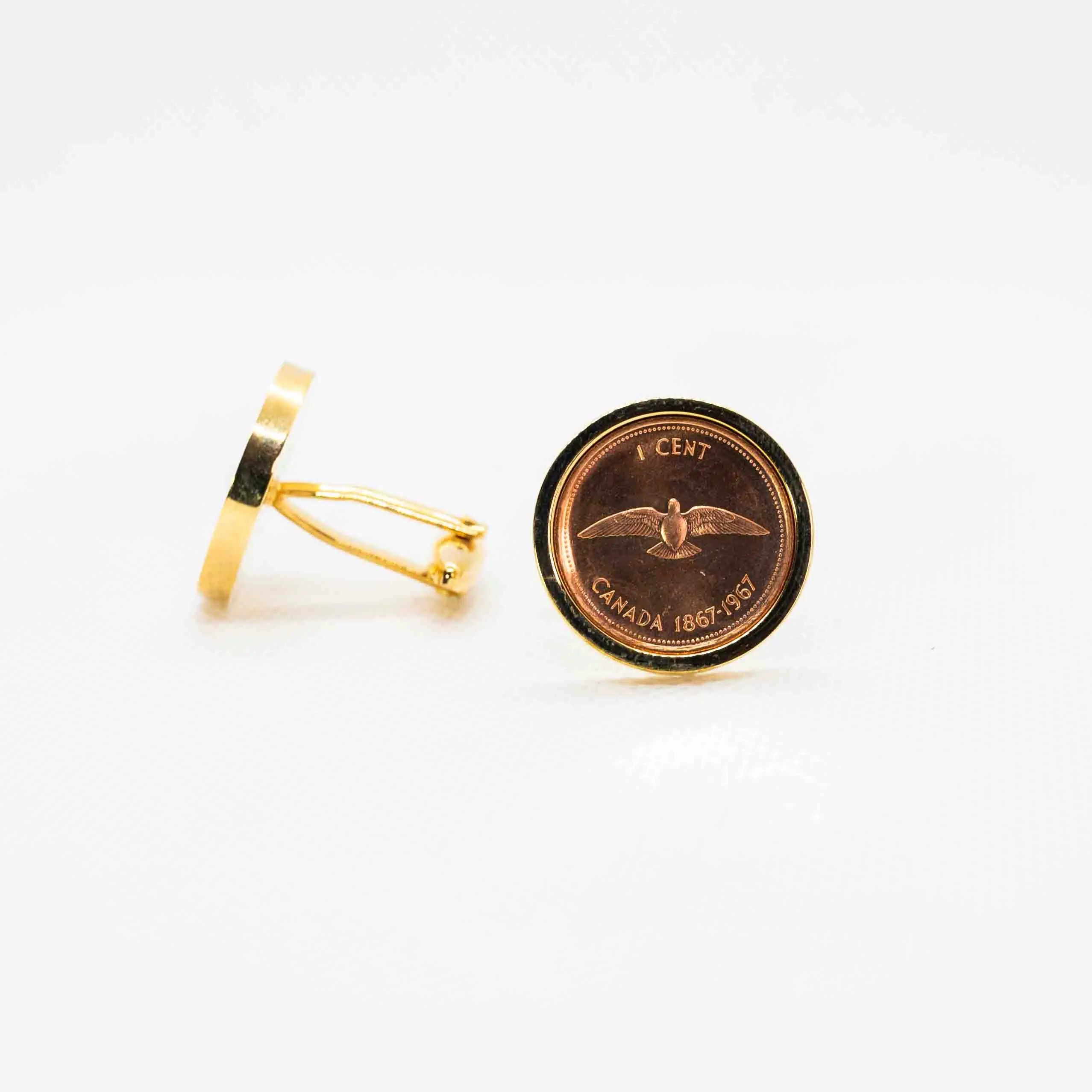 Canada 1 Cent Rock Dove 1967 Coin Cufflink