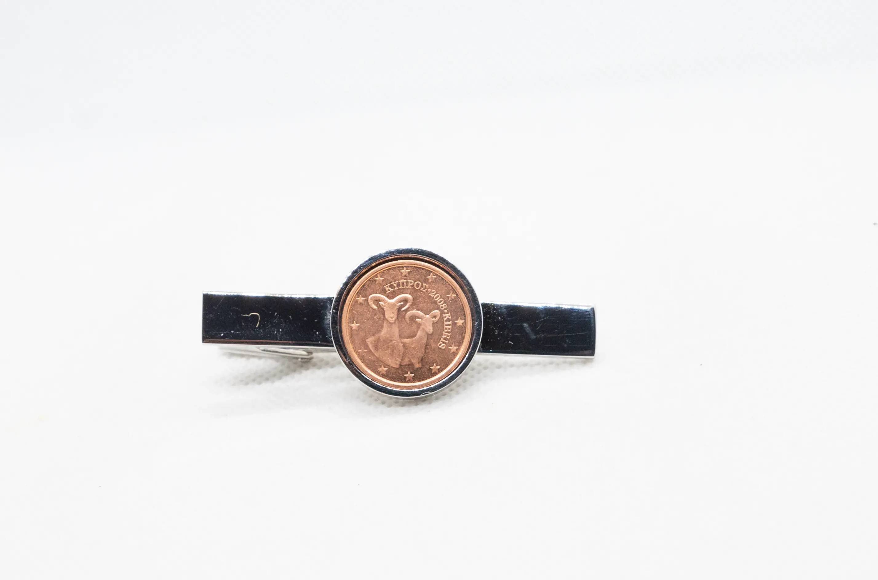 Cyprus Two Cent Euro Tie Clips