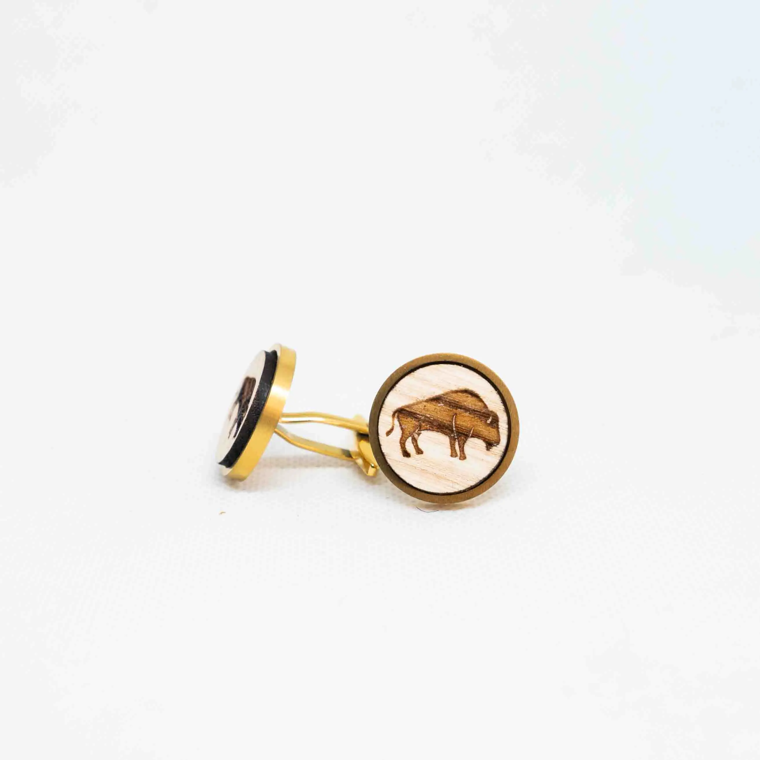 American Bison Buffalo Wooden Cufflinks