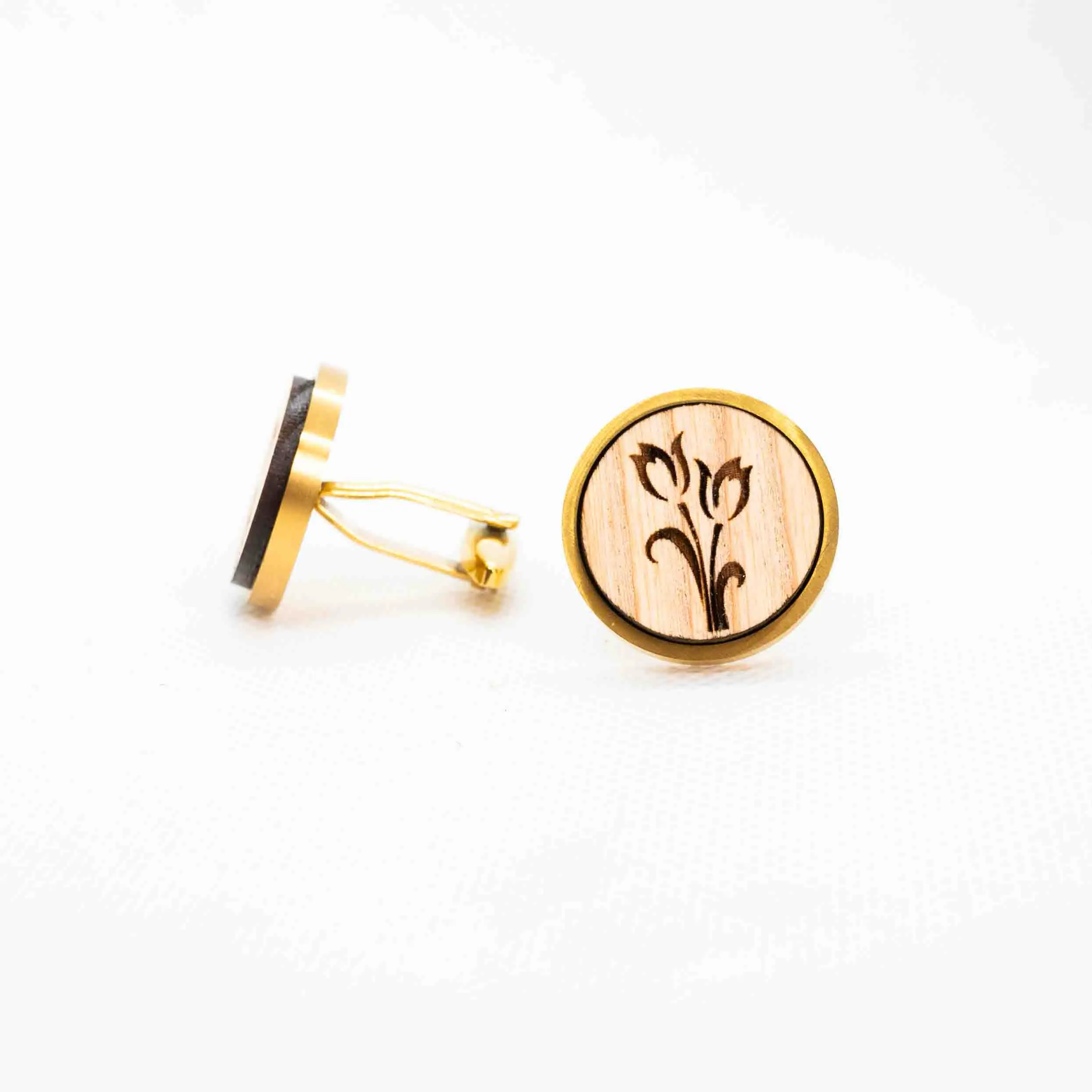 Red Rose Wooden Cufflinks