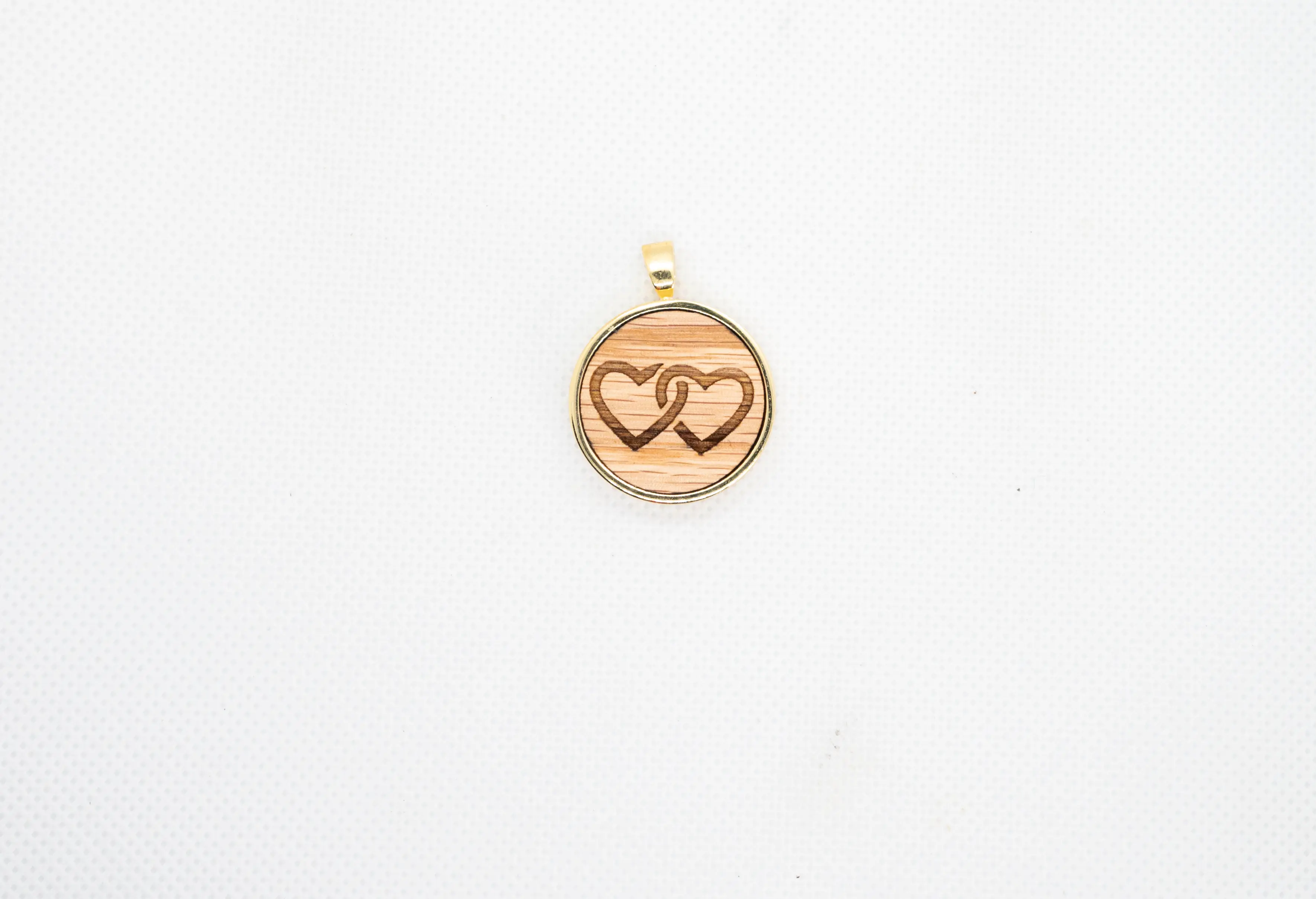 Two Hearts Intertwined Wood Pendant