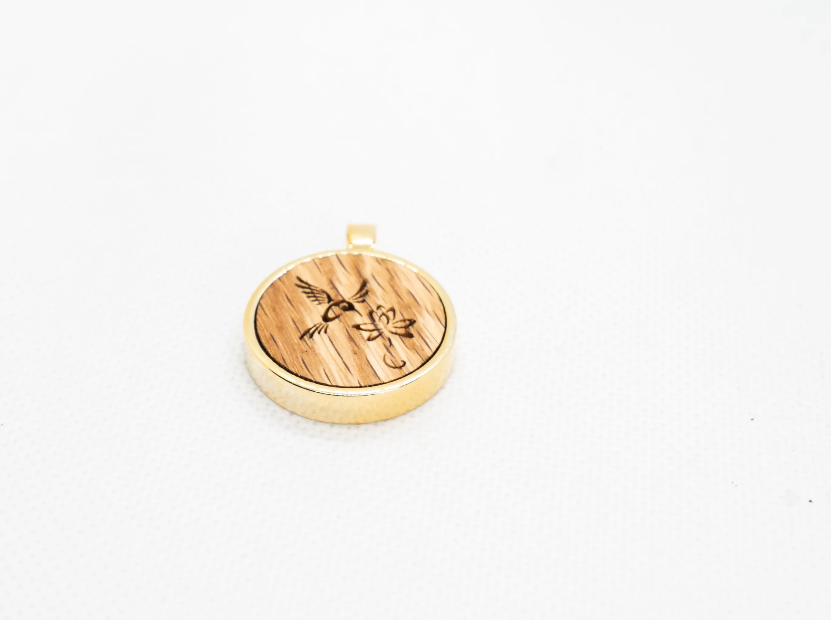 Hummingbirds II Wood Pendant