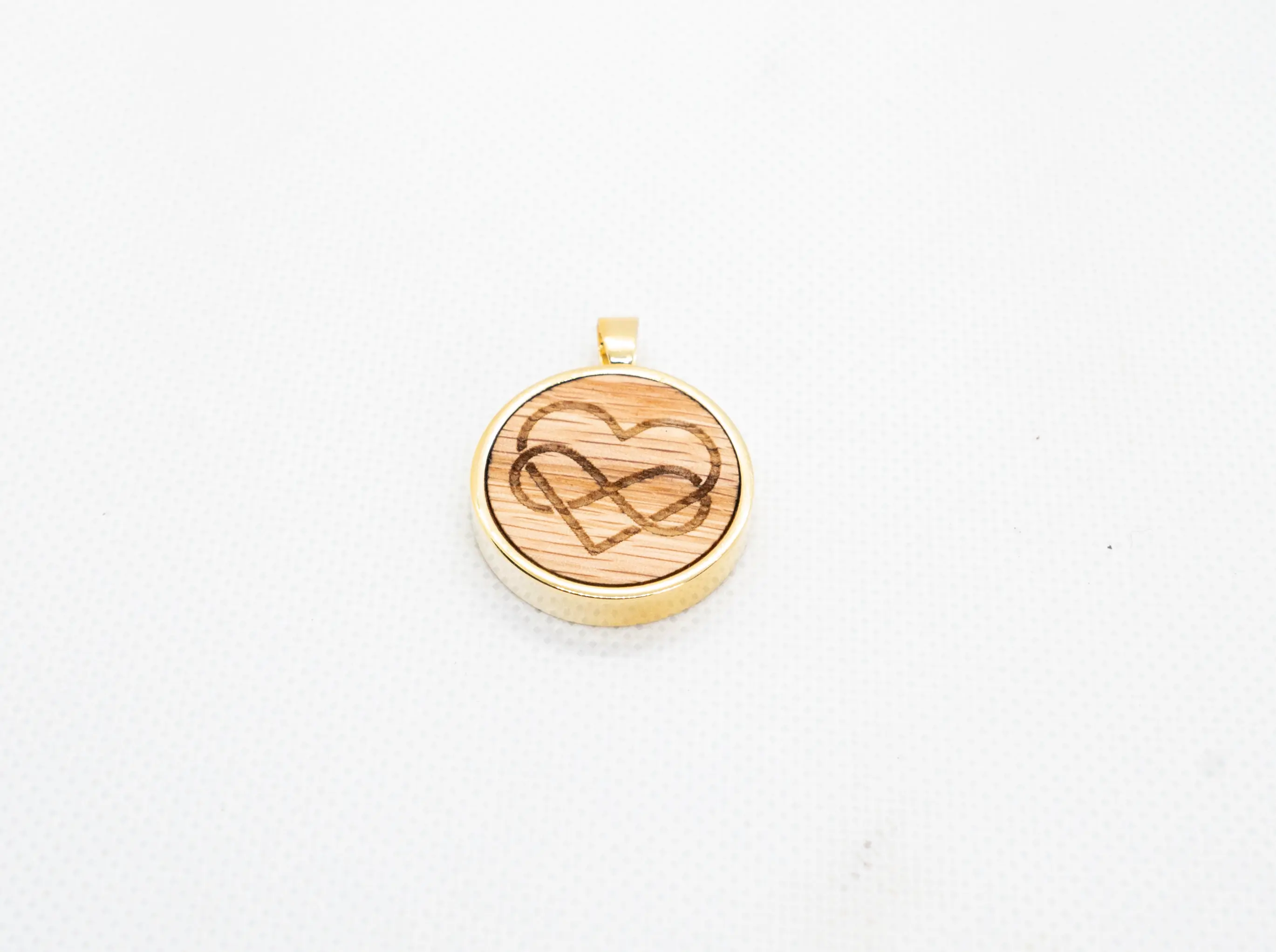 Infinity with Heart Wood Pendant