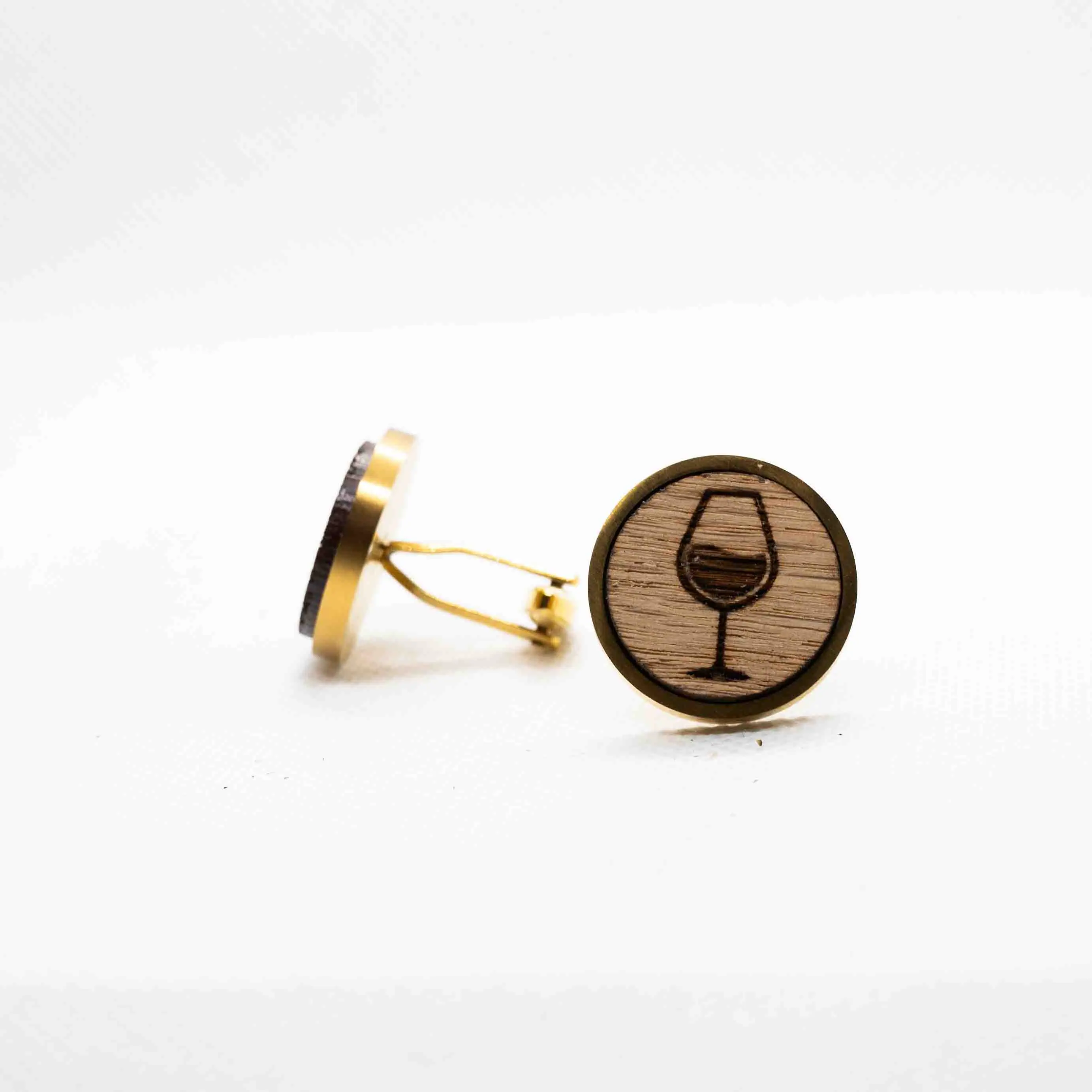 Wine and Corkscrew II Wooden Cufflinks