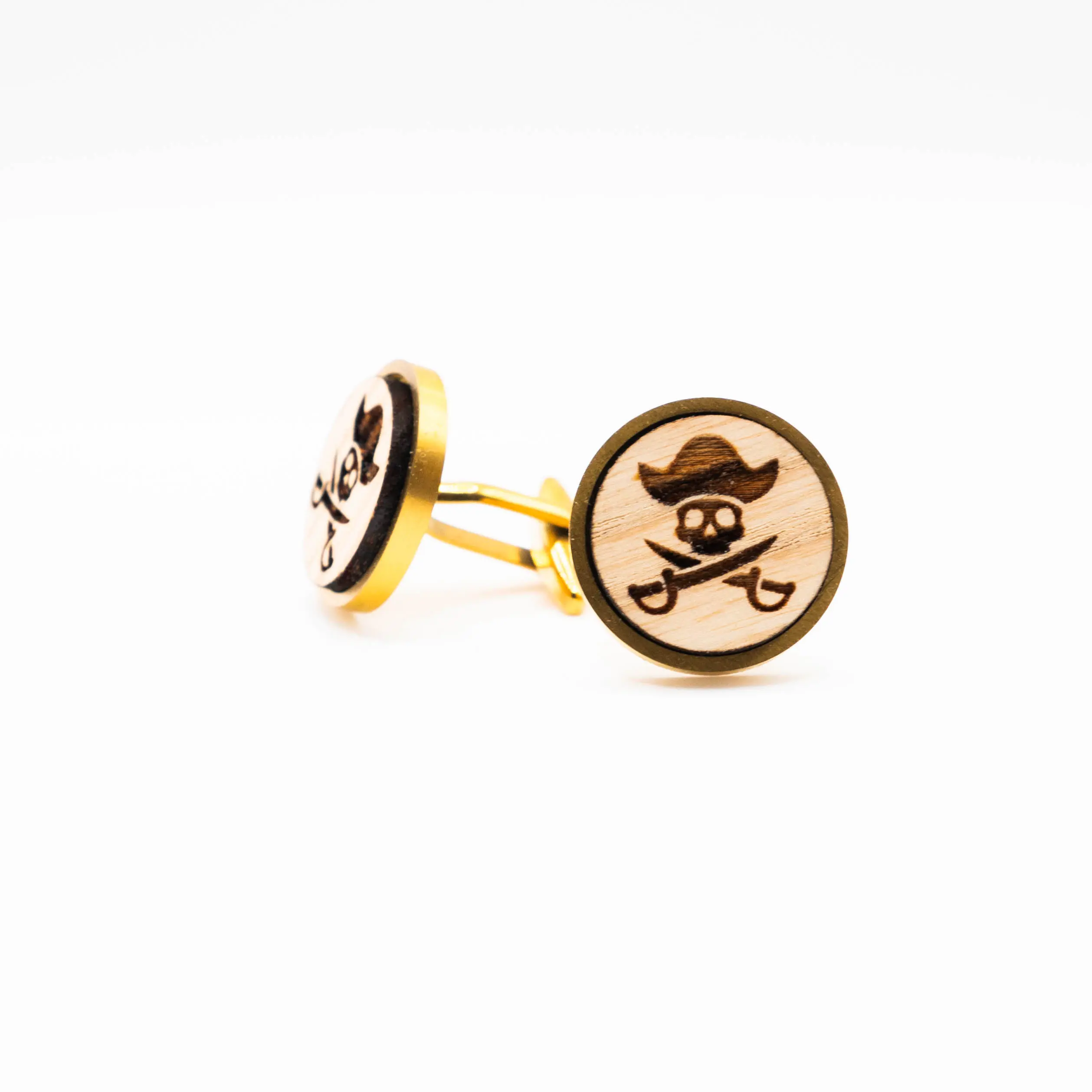 Jolly Roger Pirates  Wooden Cufflinks