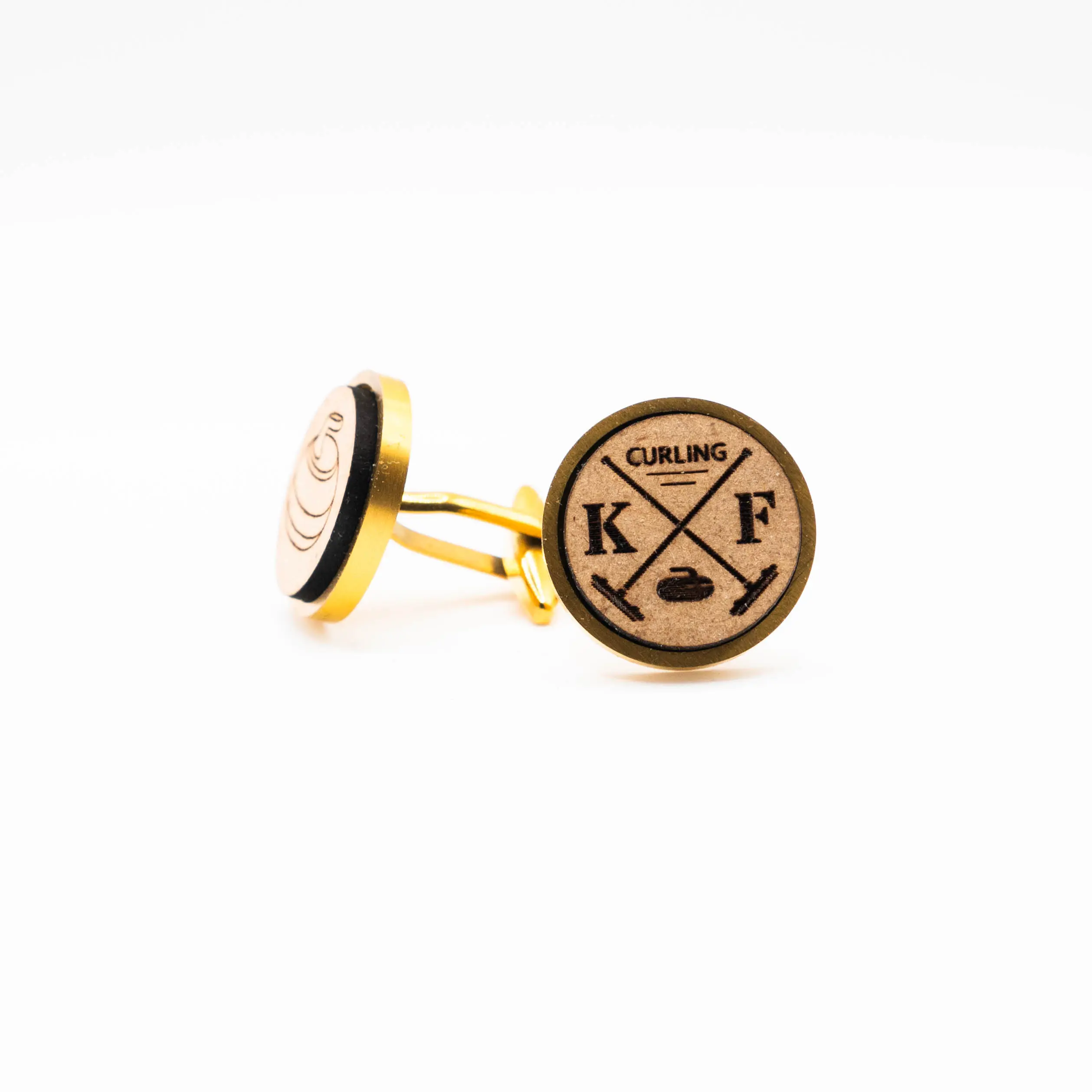 Custom Curling Wooden Cufflinks