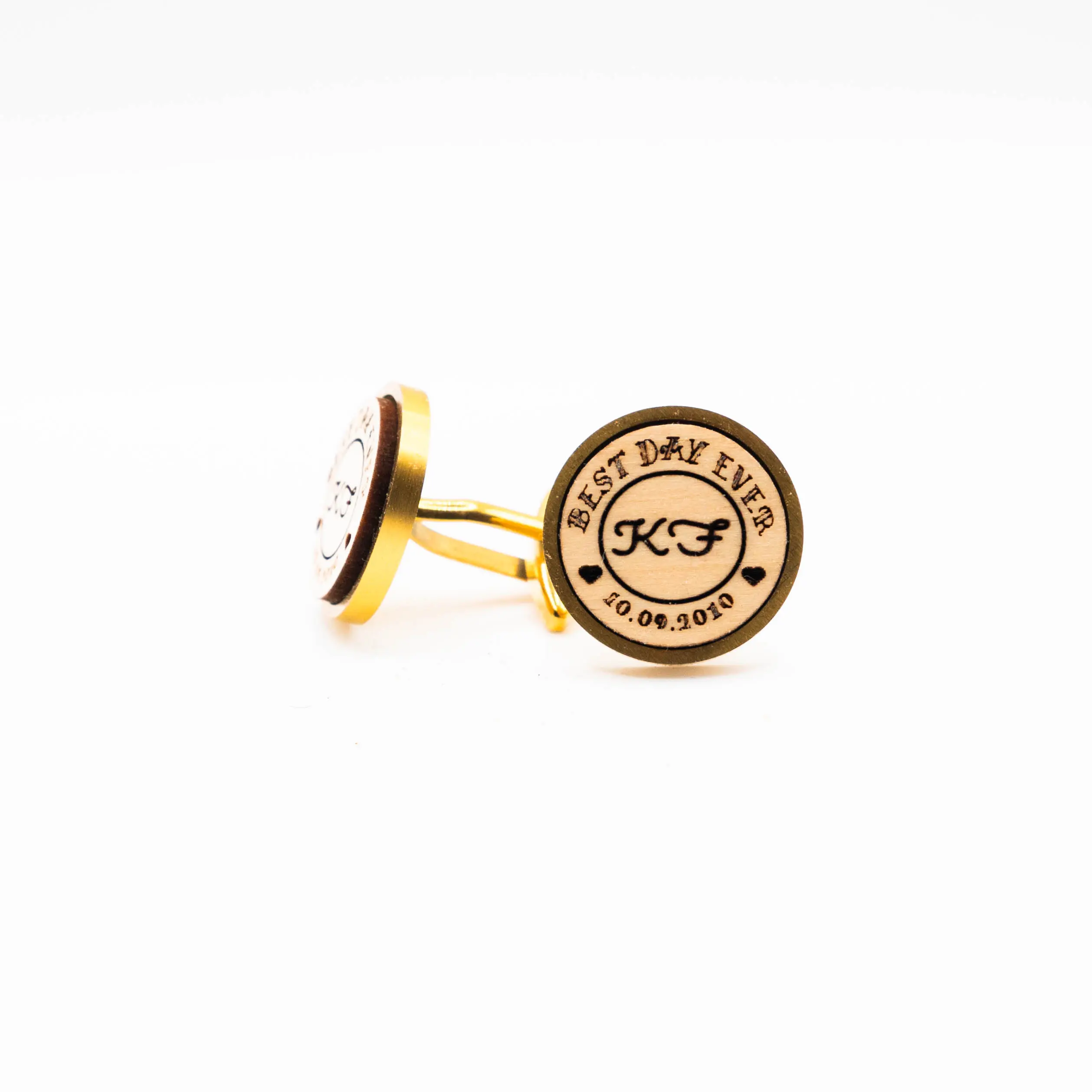 Custom Initials and Date Best Day Ever Wooden Cufflinks