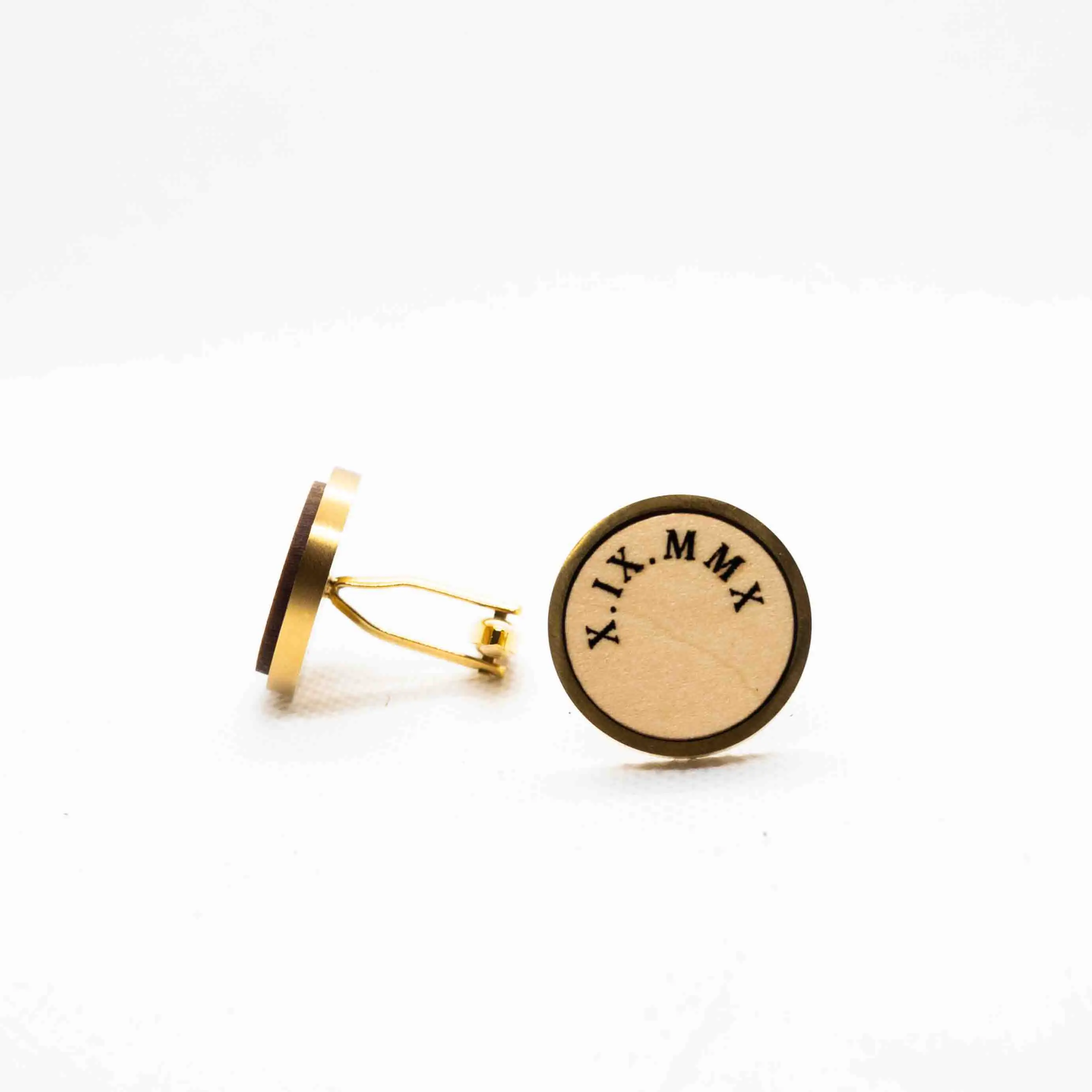 Custom Special Date Roman Numerals Wooden Cufflinks