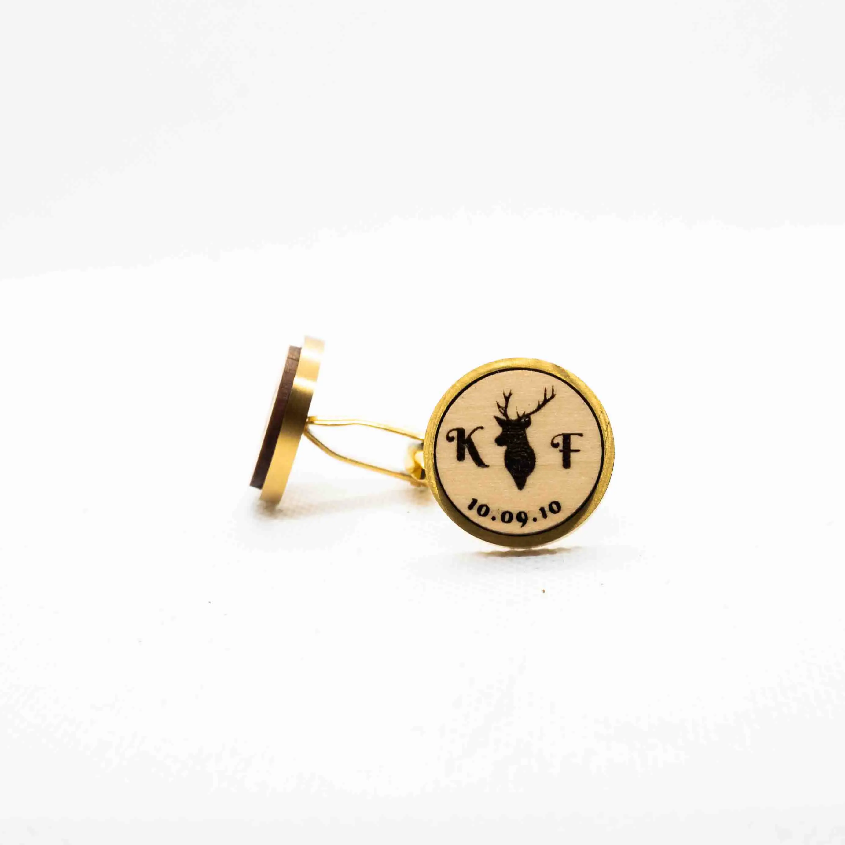 Custom Stag Initials Wooden Cufflinks