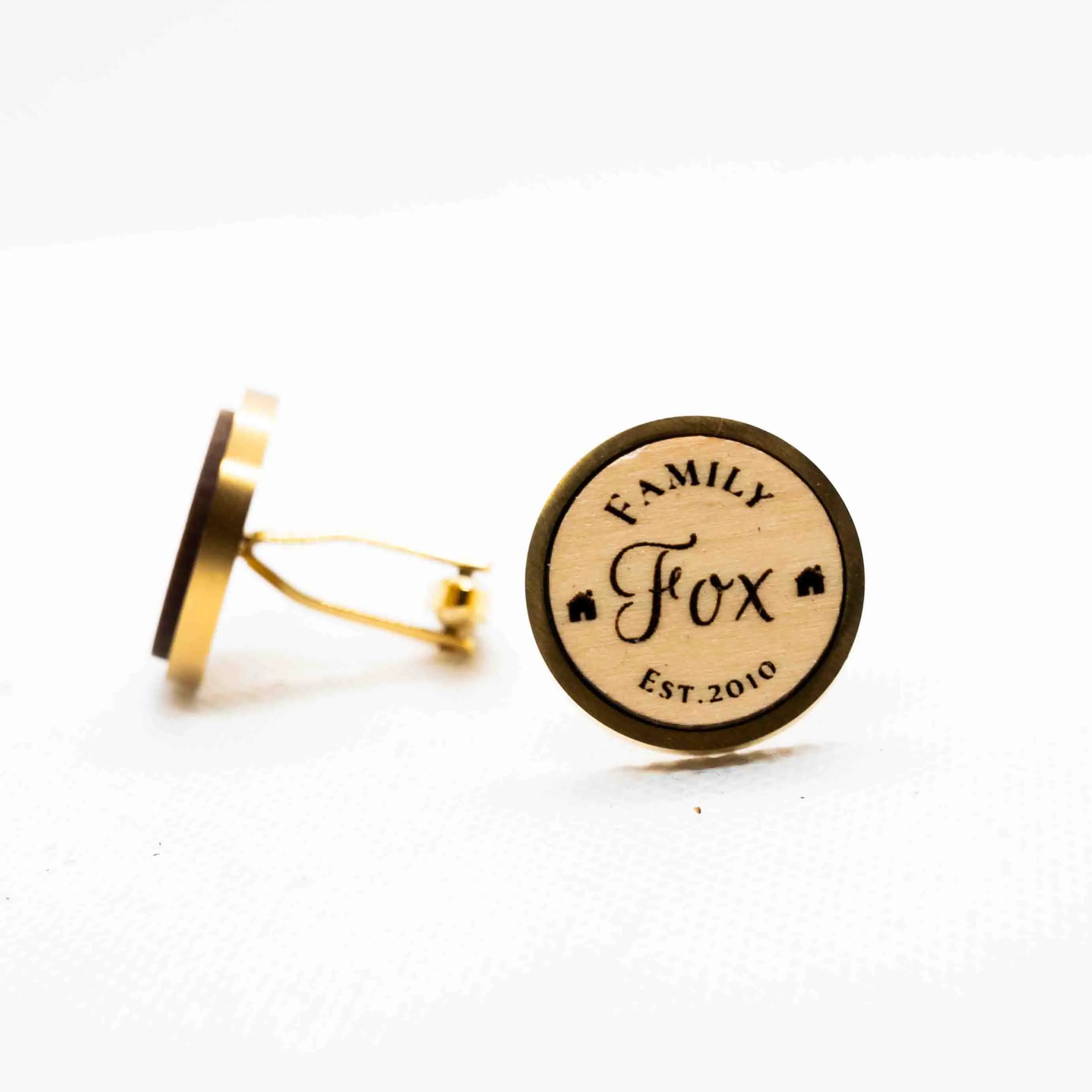 Custom Family Established Wooden Cufflinks