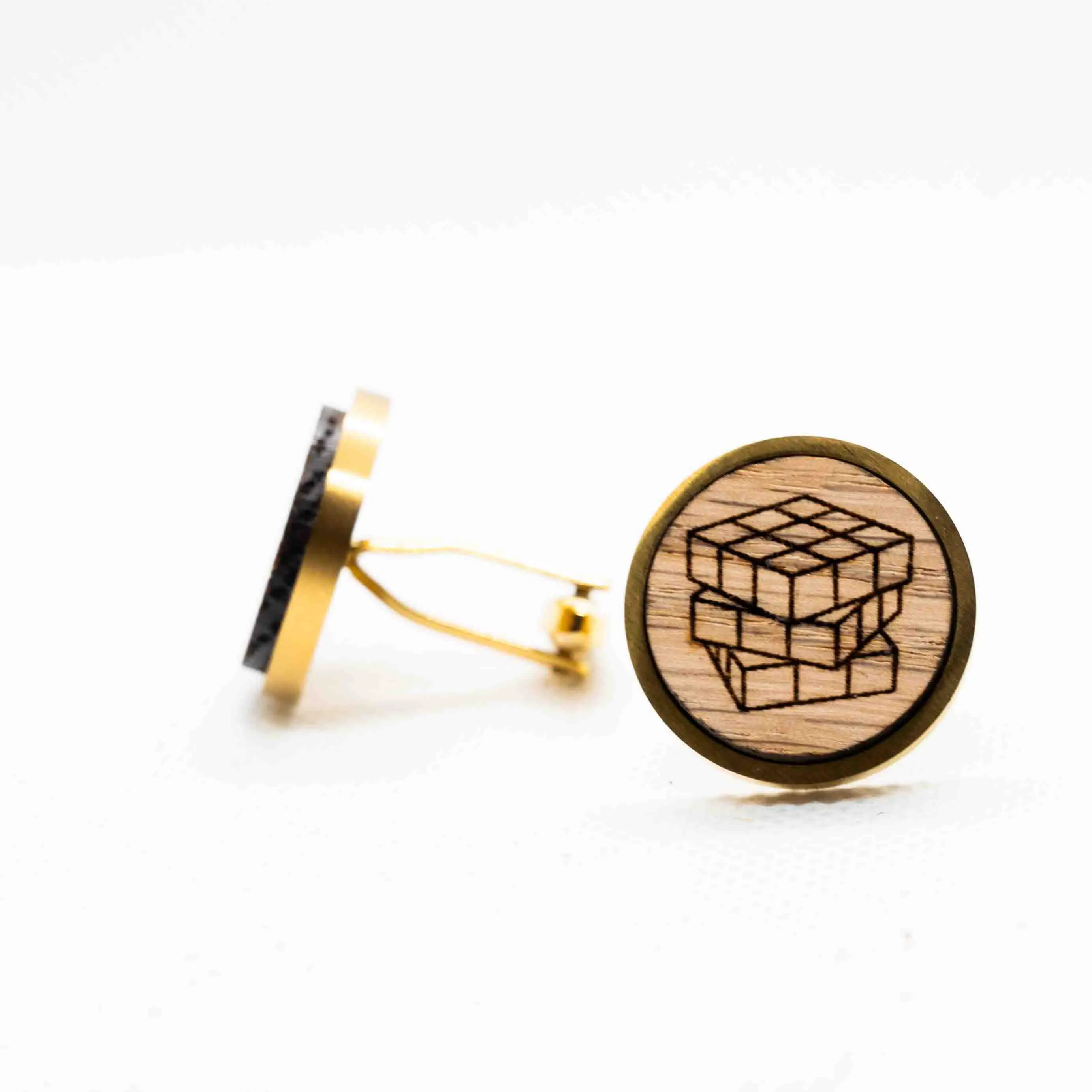 Wooden Rubik's Cube Cufflinks