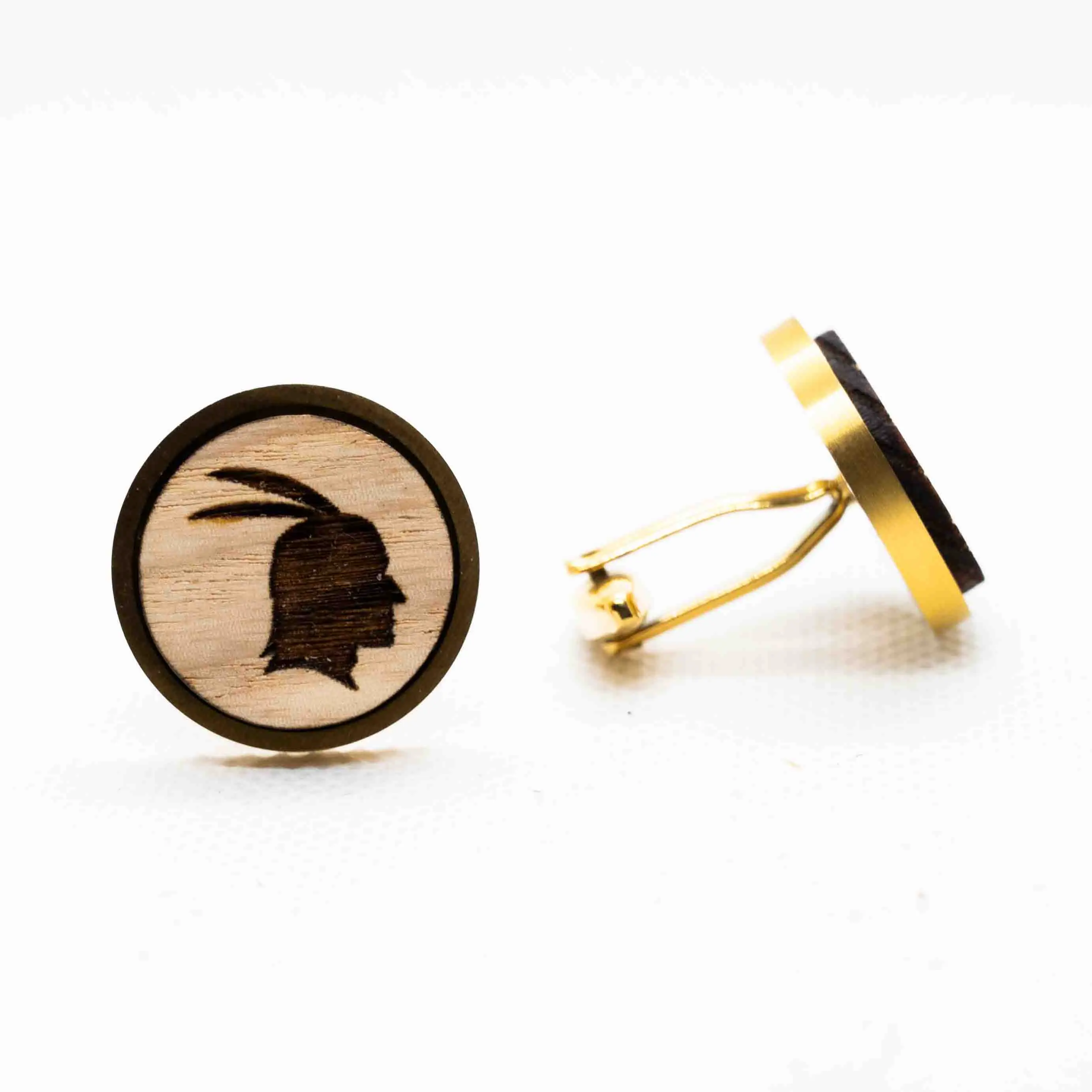 Native American Warrior  Wooden Cufflinks