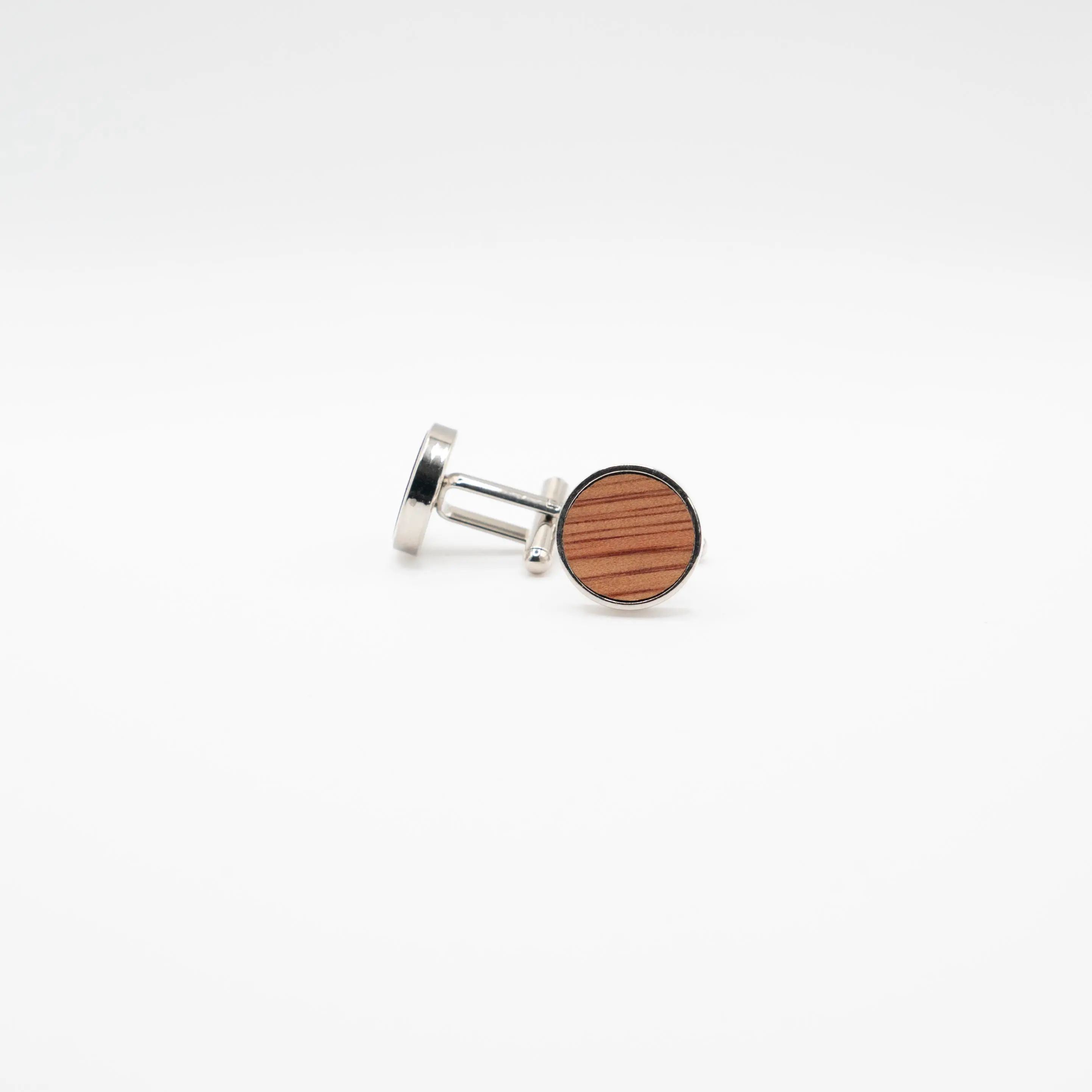 Round  15mm Wood Cufflink