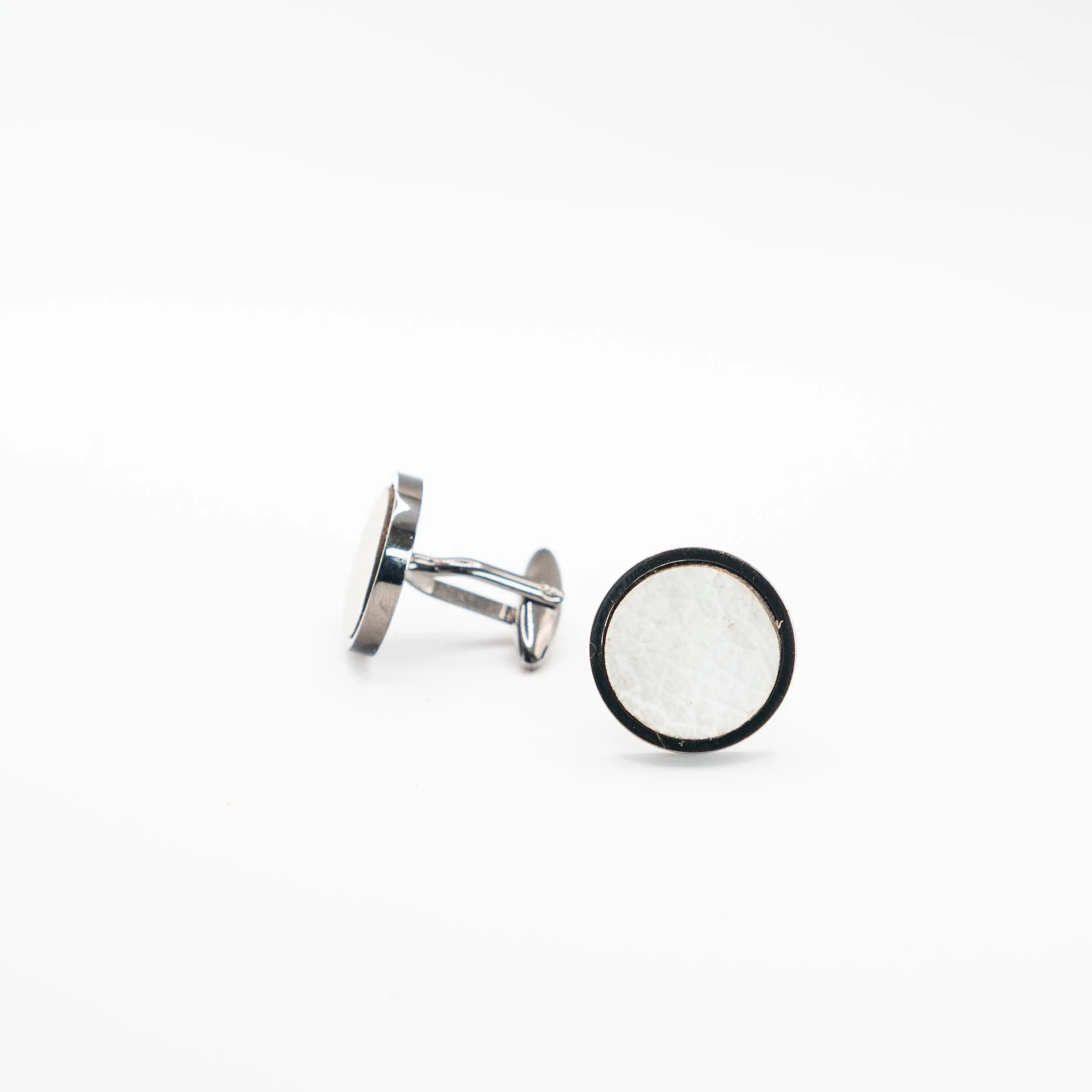 White Leather Cufflinks