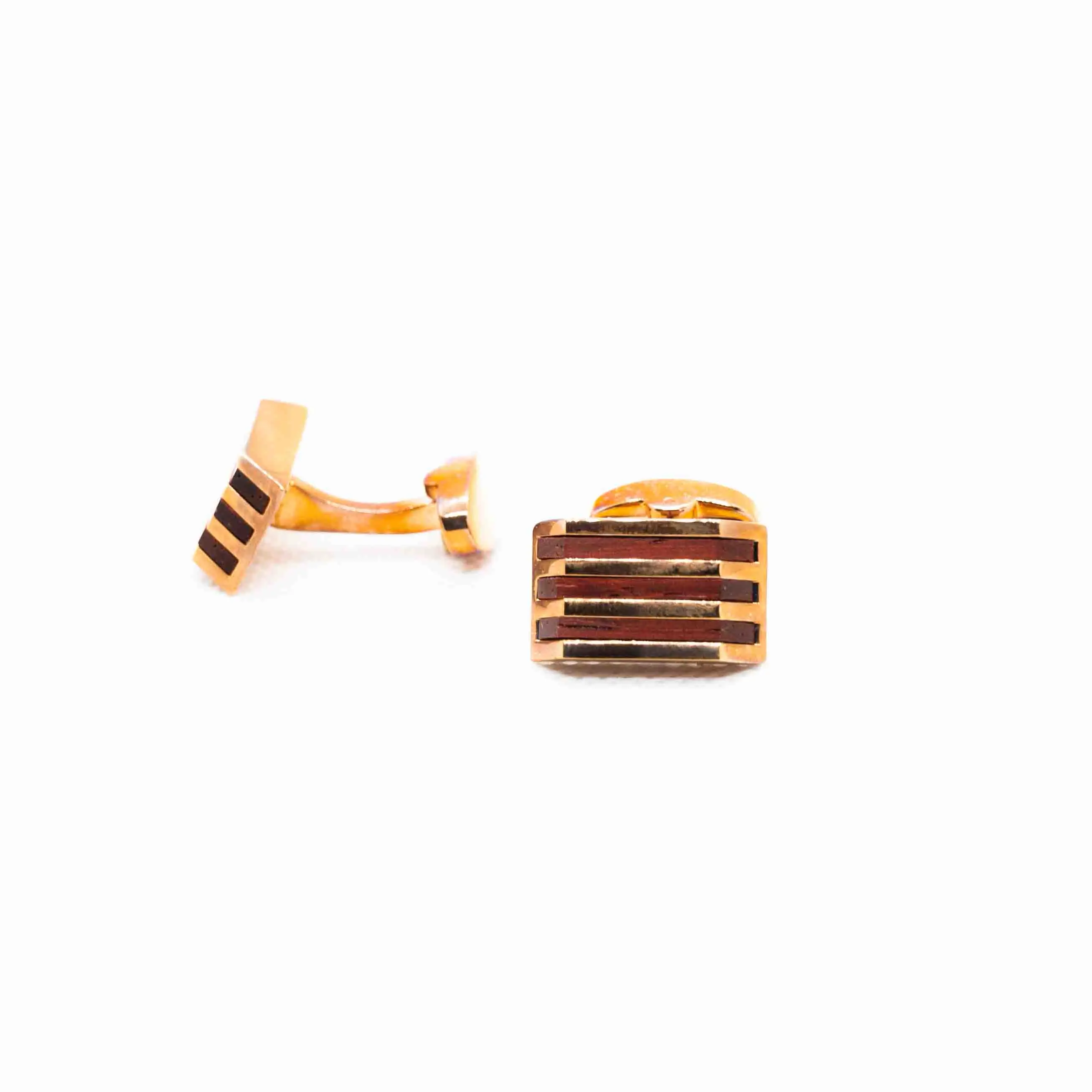Cherry Wood and Brass Geometry Luxury Rose Gold Cufflinks Cufflink