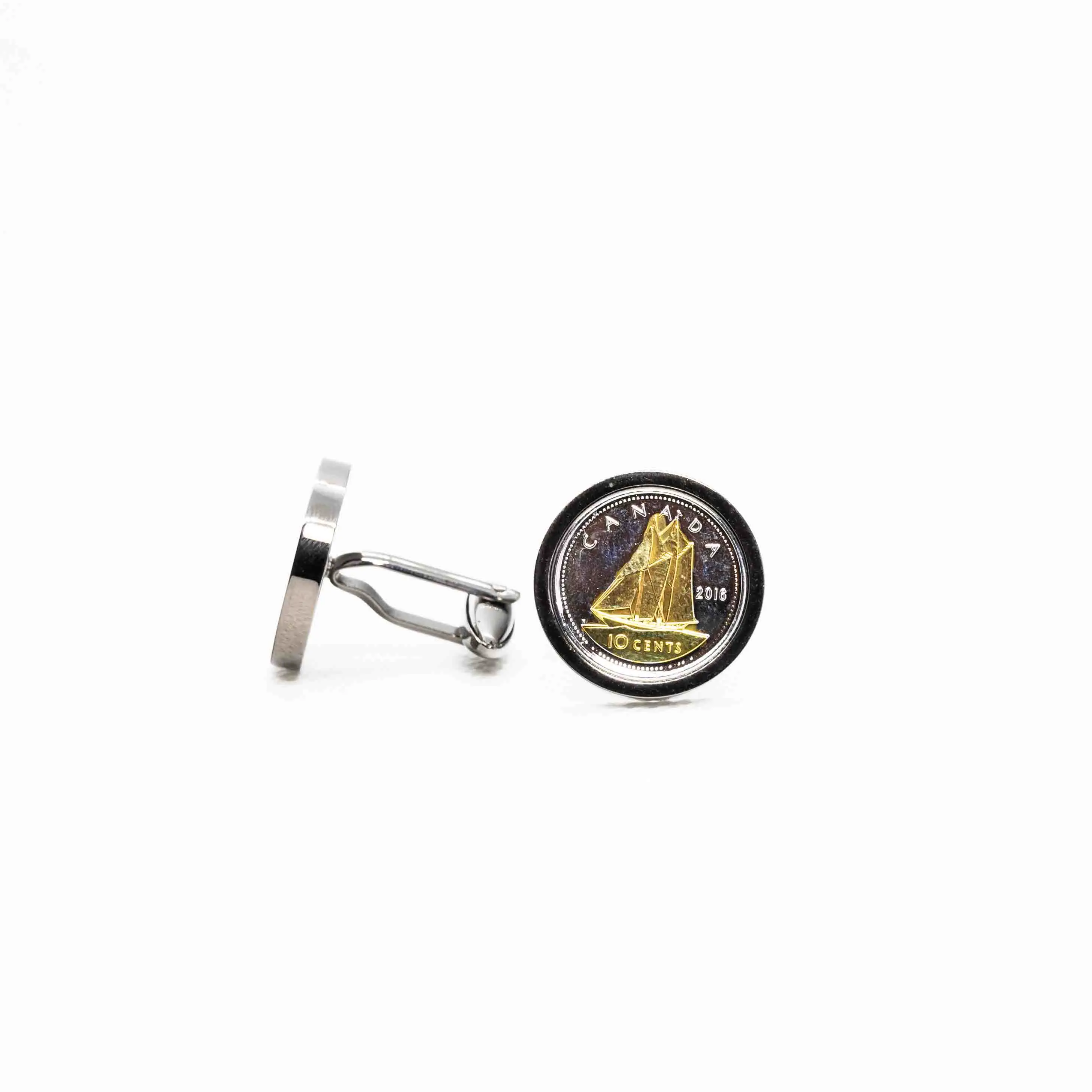 Canada 10 Cent Plated 24K Gold Coin Cufflink