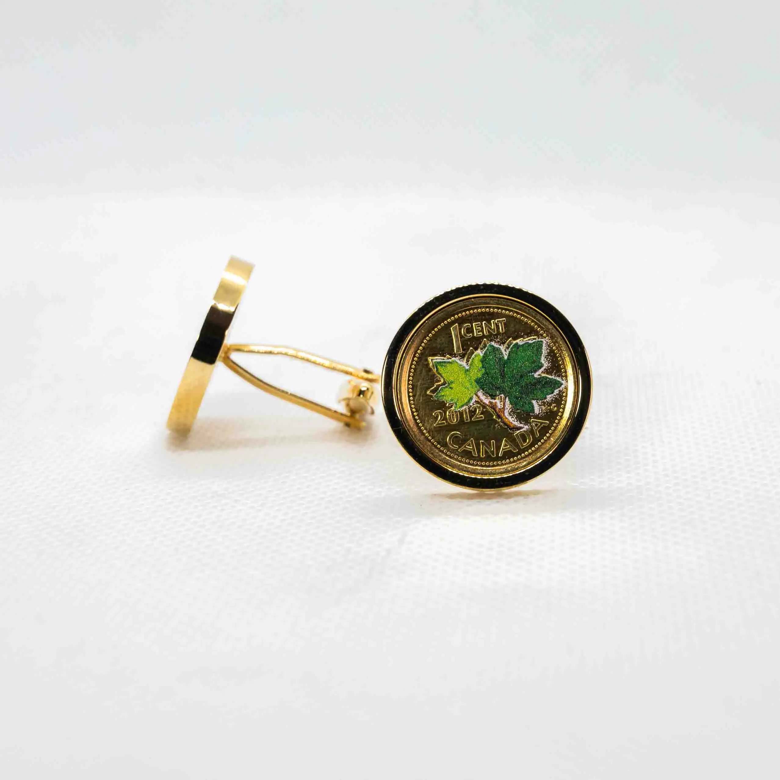 Green Canada  Penny Plated 24K Gold  Cufflink