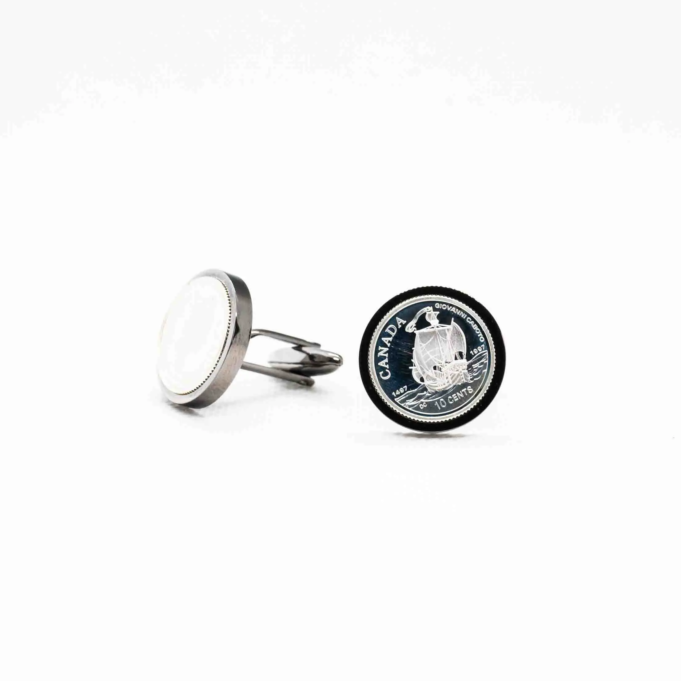 PROOF Canada Caboto's  10 Cent  Silver Coin Cufflink