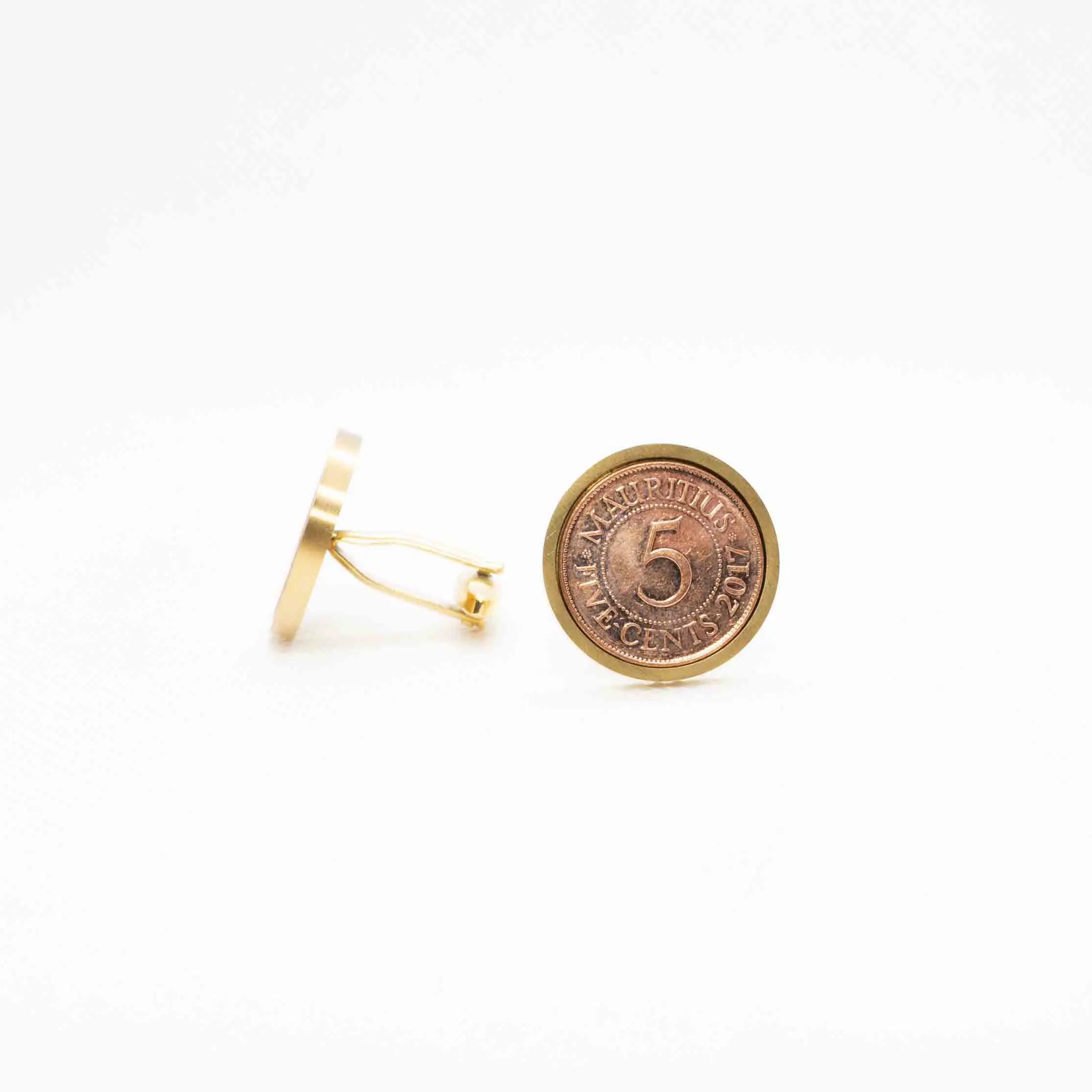 Mauritius 5 Cents Coin Cufflinks
