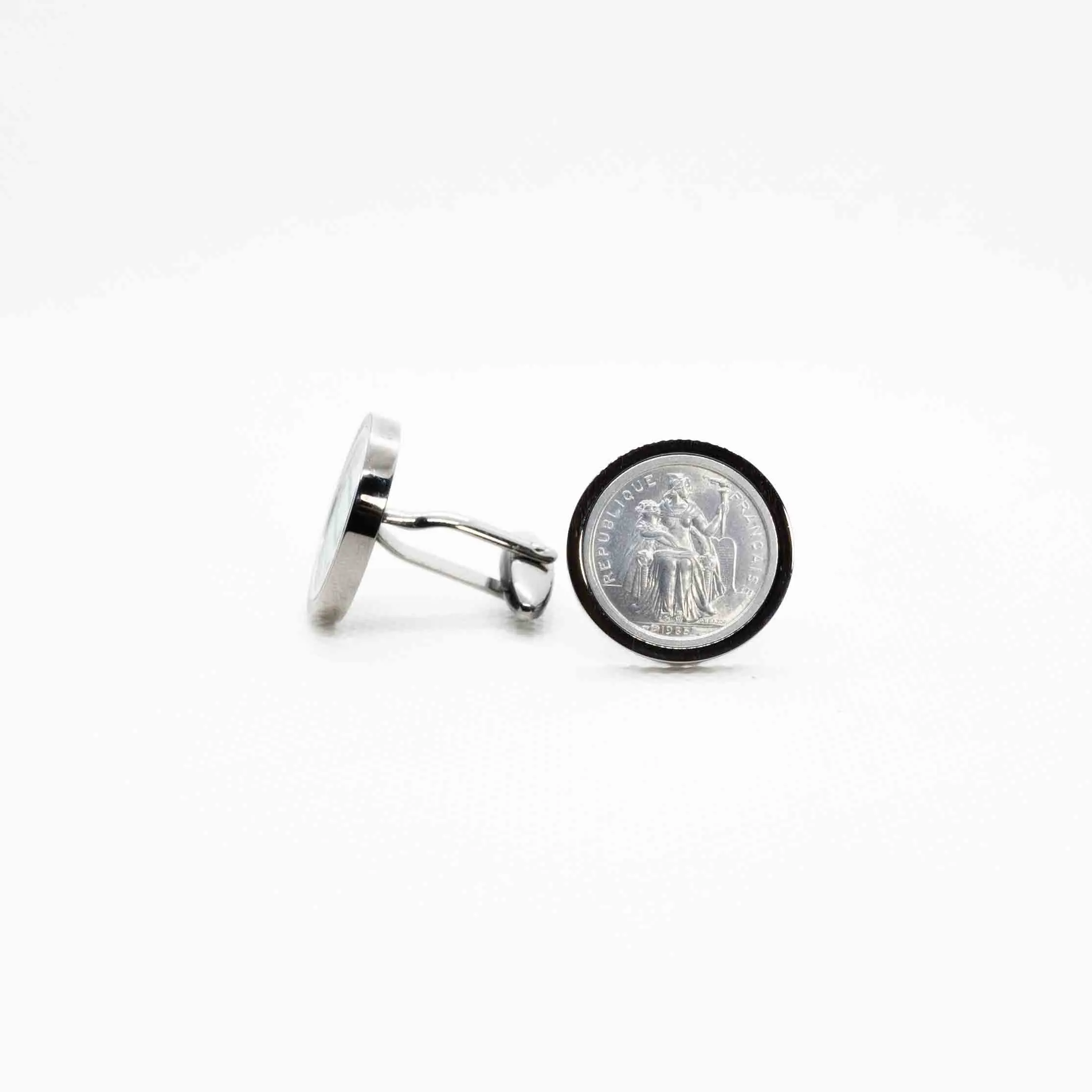 French Polynesia 50 Centimes Coin Cufflinks