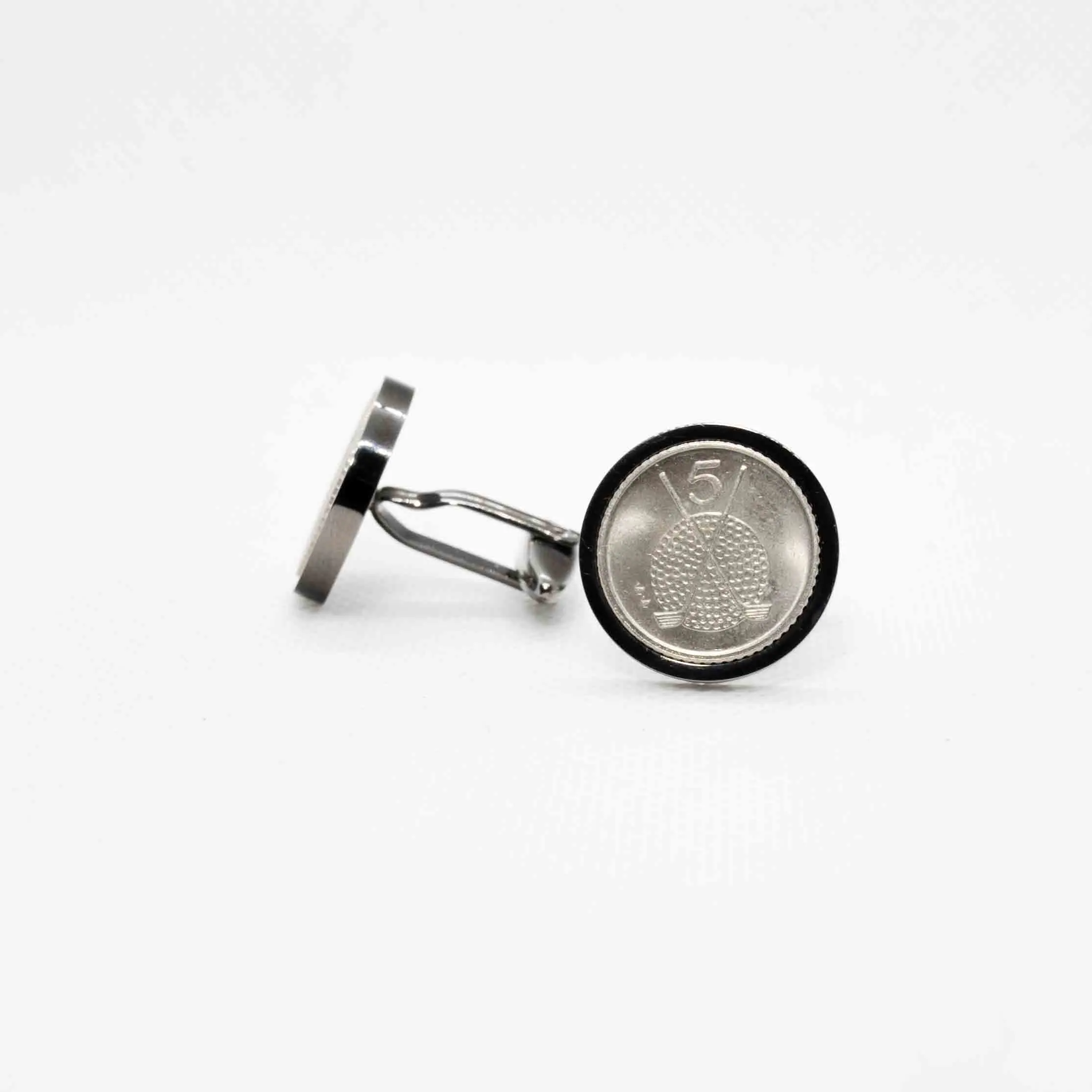 Isle of Man 5 Pence GOLF BALL Elizabeth Coin Cufflinks