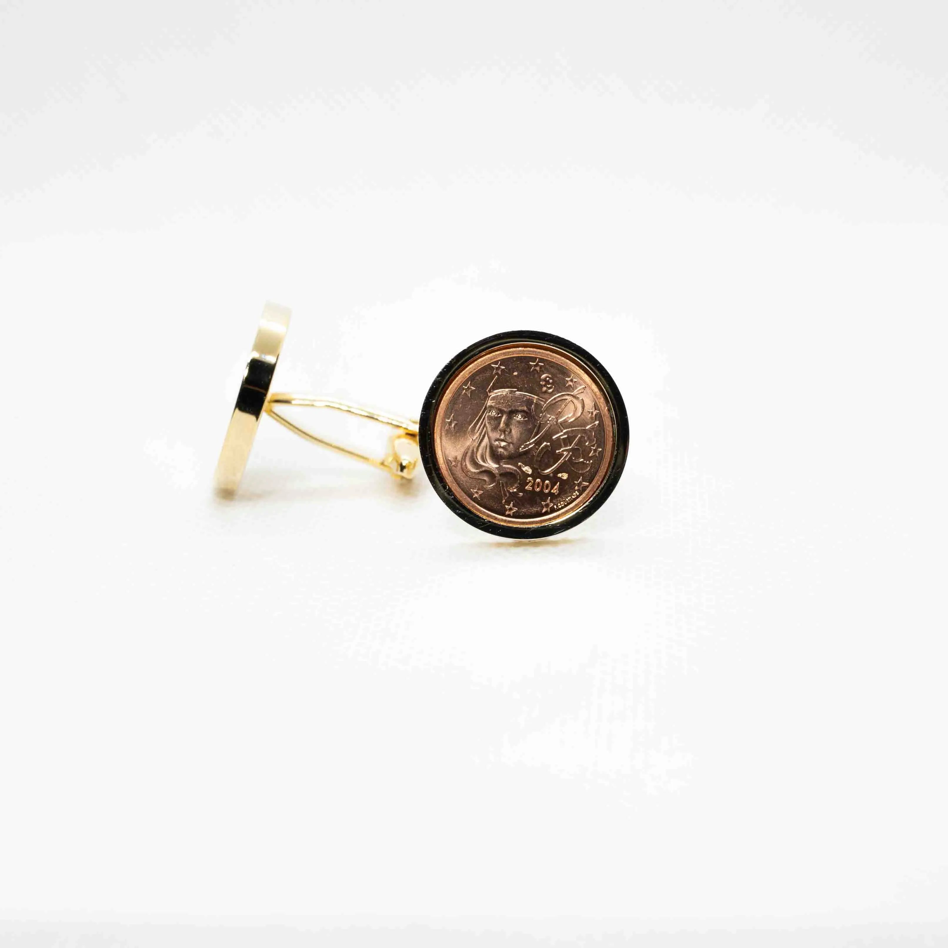 France Two Cent Euro Coin Cufflinks