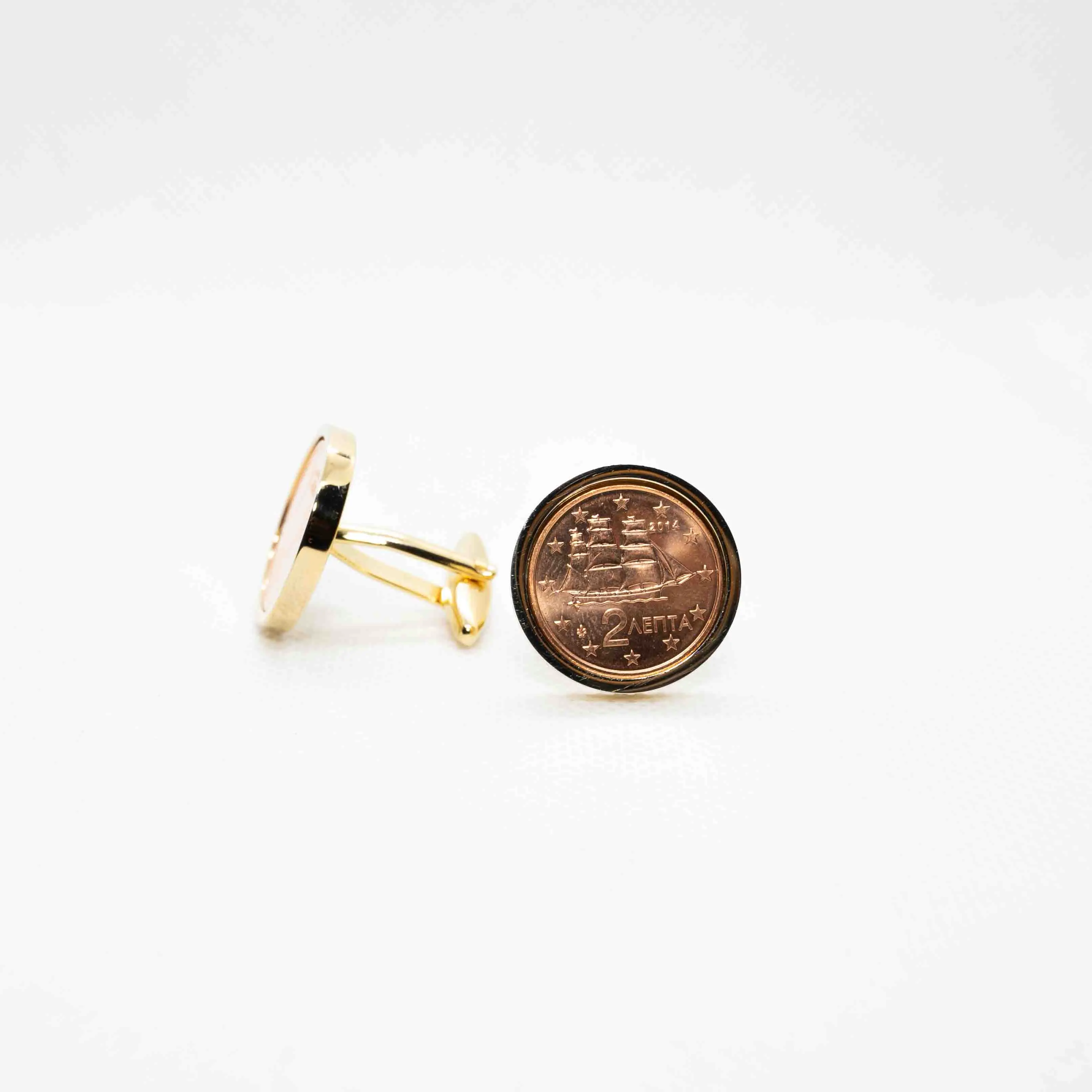 Greece Two Cent Euro Coin Cufflinks