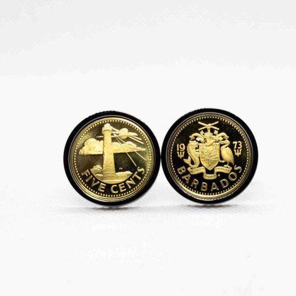 Proof Barbados 5 Cents Coin Cufflink