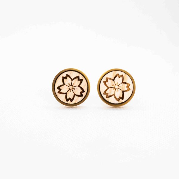 Sakura Cherry Blossom Flower Wooden Cufflinks - Image 2
