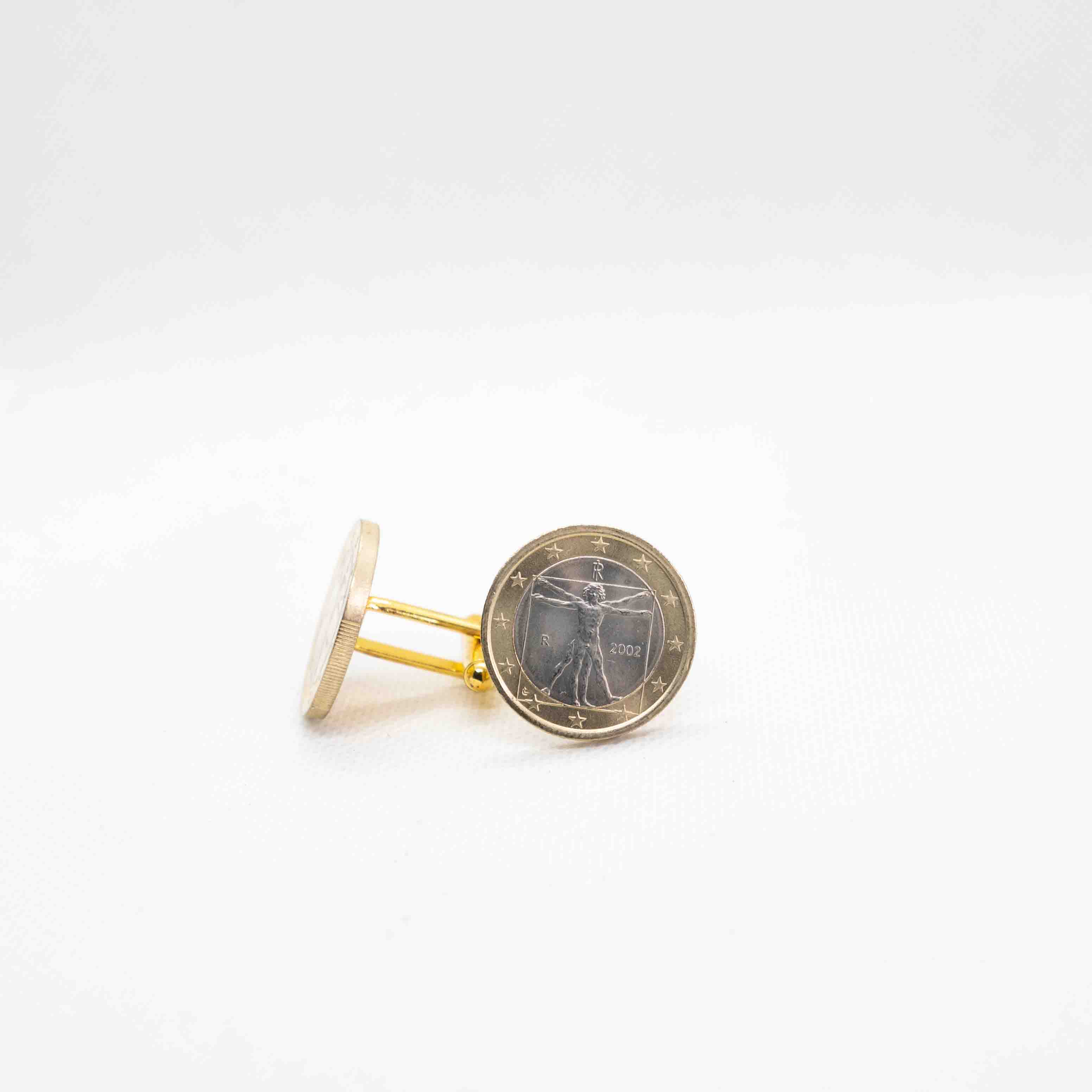 Italy 1 Euro Vitruvian Man Coin Cufflink